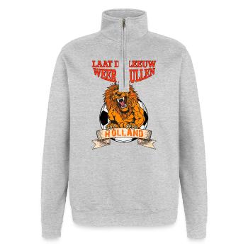 Let the lion roar - Quarter-Zip Sweatshirt - heather grey - Front - AI Model Female 172 light (172cm) & AI Model Male 178 dark (178cm)