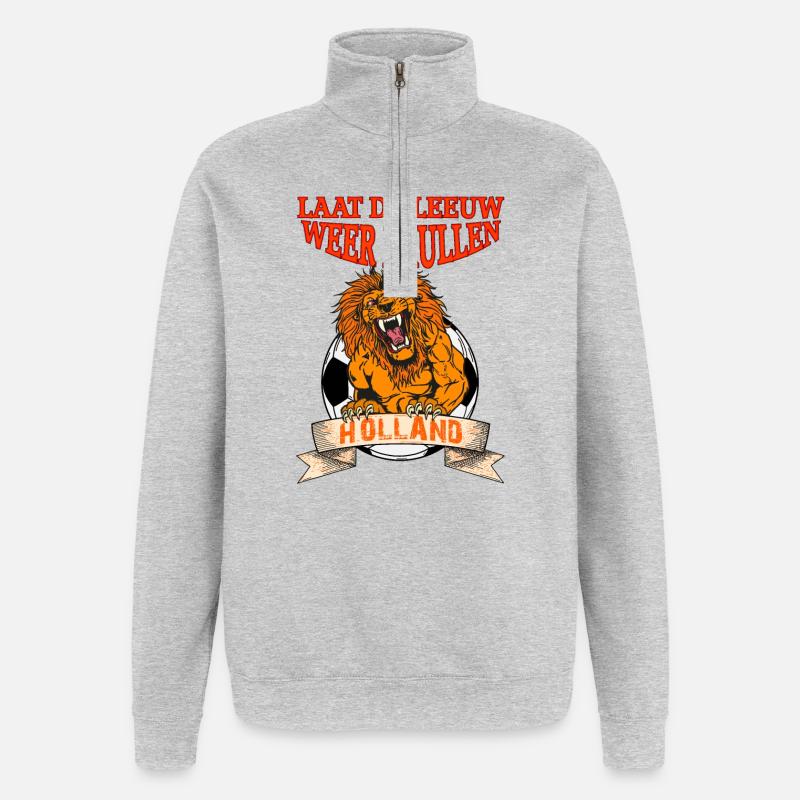 Lasst den Löwen brüllen - Quarter-Zip-Sweatshirt - Grau meliert