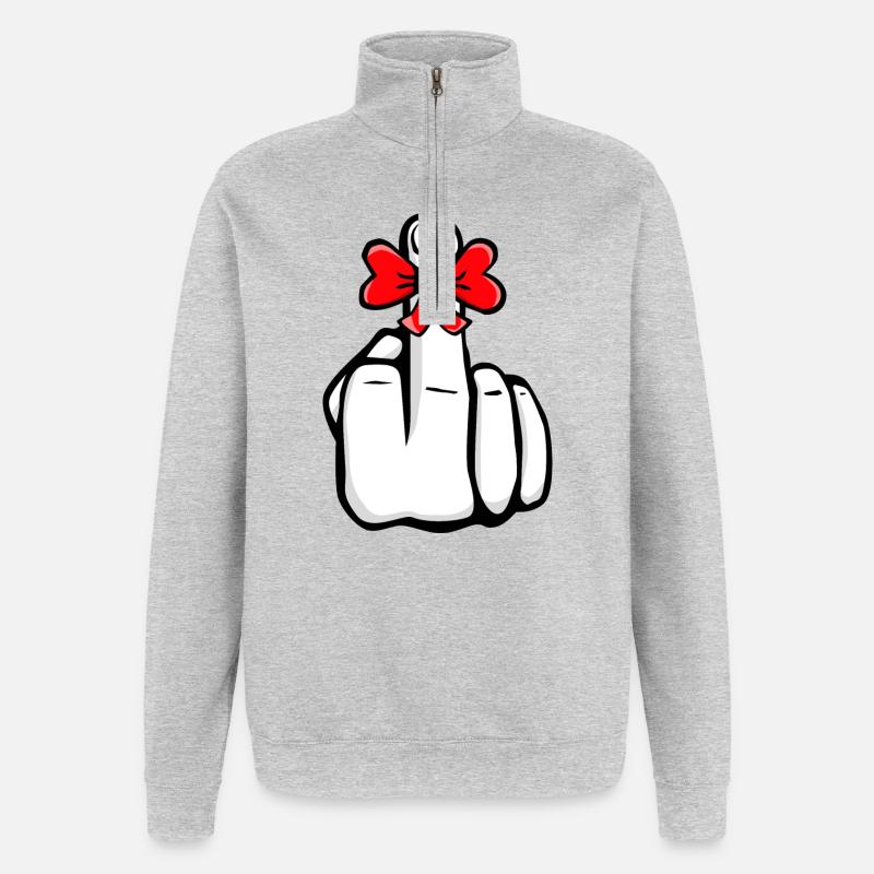 Håndknep dig! Langemand! Sødt cool symbol - Sweatshirt med 1/4 lynlås - grå meleret