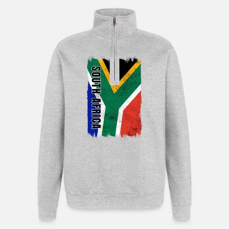 drapeau afrique du sud - Sweat à zip 1/4 - gris chiné
