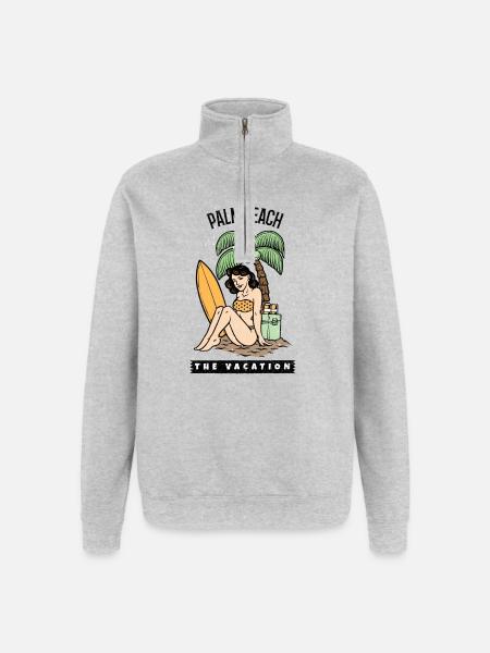 Palm Beach pin up - Quarter-Zip-Sweatshirt - Grau meliert