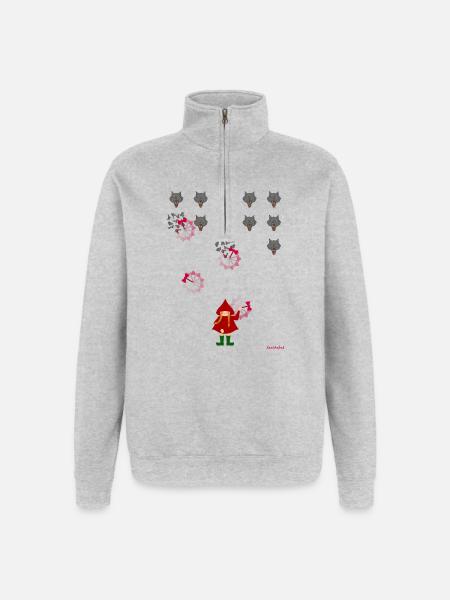 Rotkäppchen spielen - Quarter-Zip-Sweatshirt - Grau meliert