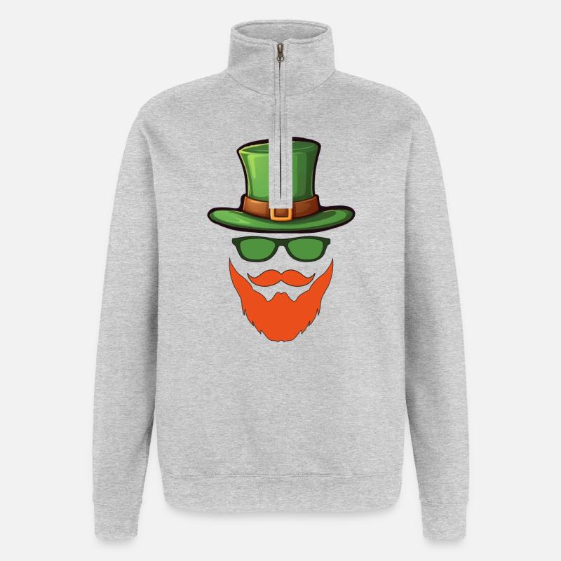 Fête de la Saint-Patrick - Sweat à zip 1/4 - gris chiné