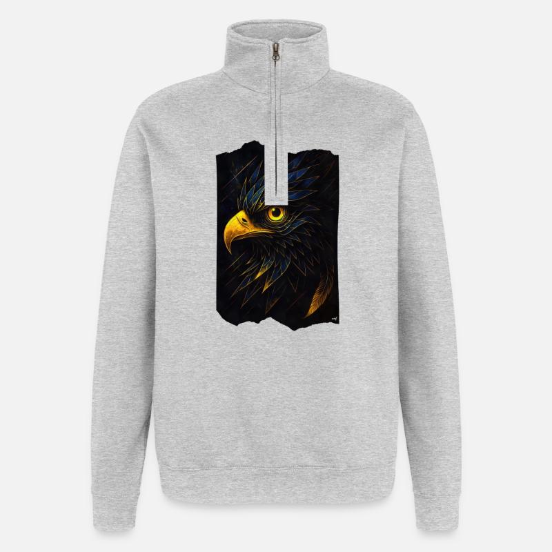 Tête d’aigle brillante dans l’obscurité - Sweat à zip 1/4 - gris chiné