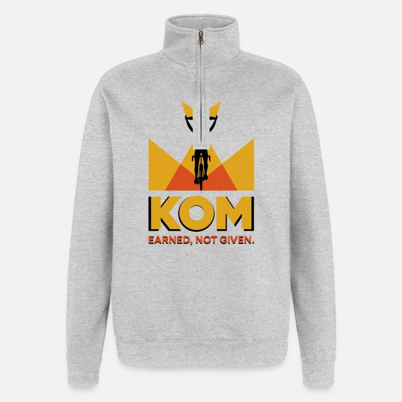 Radfahrer KOM Krone Logo Geschenk - Quarter-Zip-Sweatshirt - Grau meliert