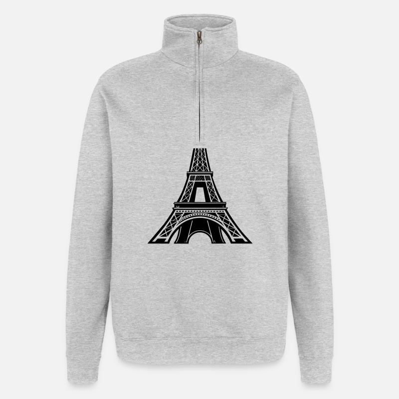 Tour Eiffel Paris - Sweat à zip 1/4 - gris chiné