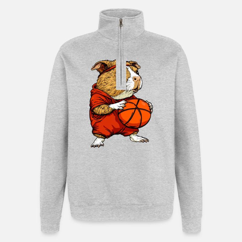 Cochon d’Inde basketteur / basketteur Meersc - Sweat à zip 1/4 - gris chiné