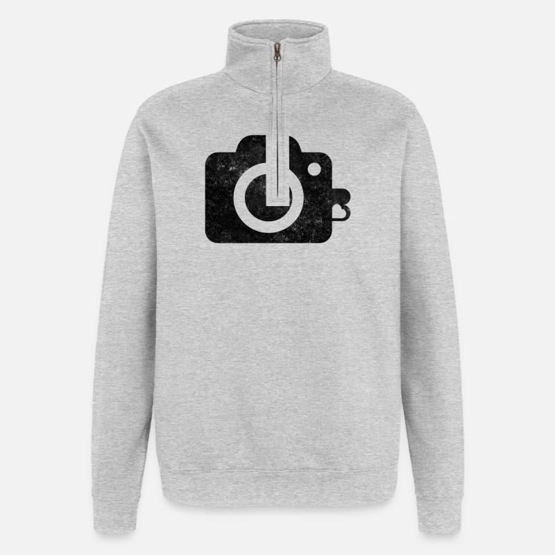 Conception de logo de caméra - Sweat à zip 1/4 - gris chiné