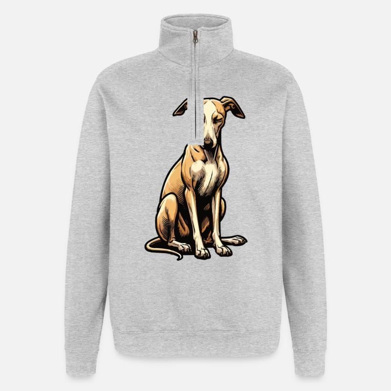 Whippet Greyhound Whippets Propriétaire de lévrier - Sweat à zip 1/4 - gris chiné