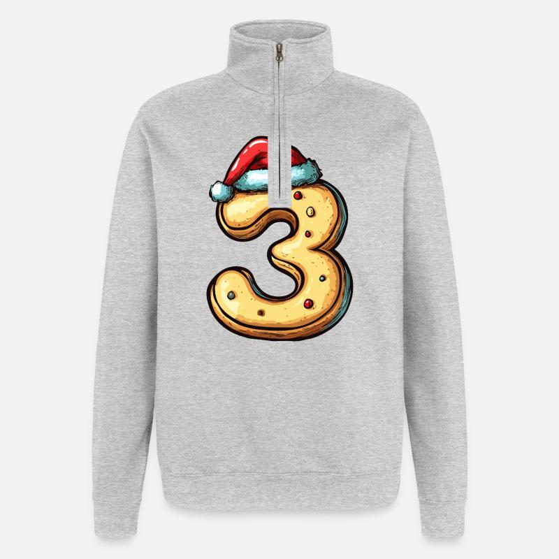 Biscuit de Noël à 3 chiffres - Sweat à zip 1/4 - gris chiné