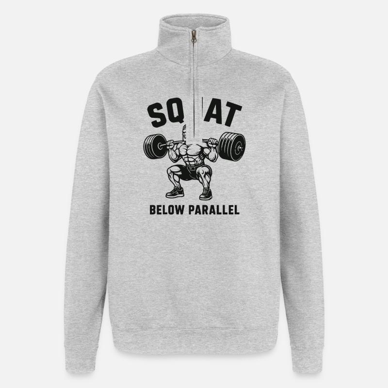 Squat Below Parallel Heavy Lifter - Quarter-Zip Sweatshirt - heather grey