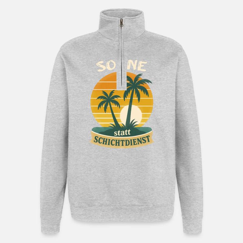 Sonne statt Schichtdienst - Quarter-Zip-Sweatshirt - Grau meliert