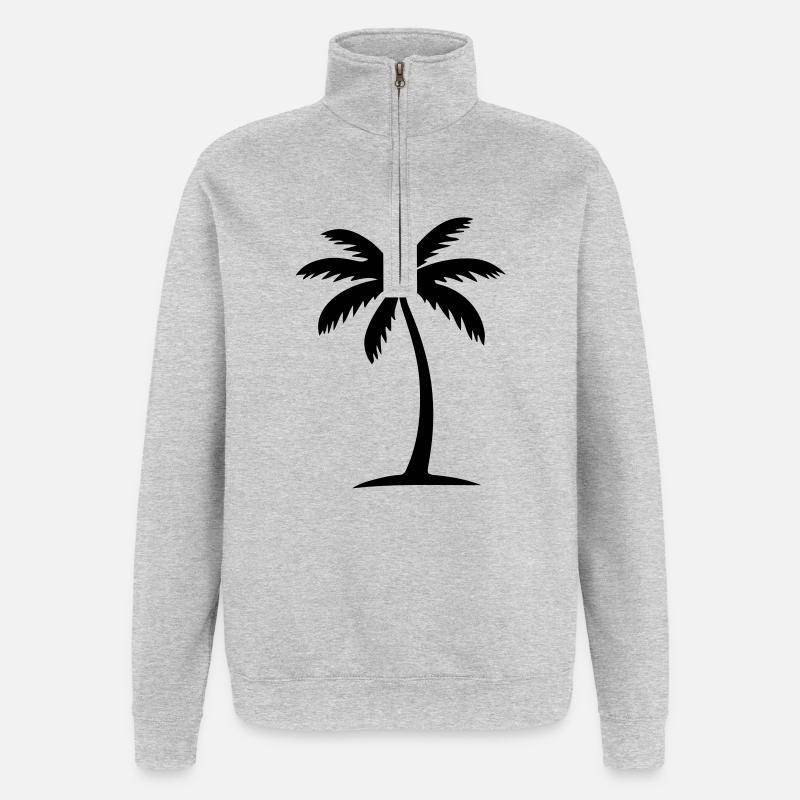 Icône de palmier - Sweat à zip 1/4 - gris chiné