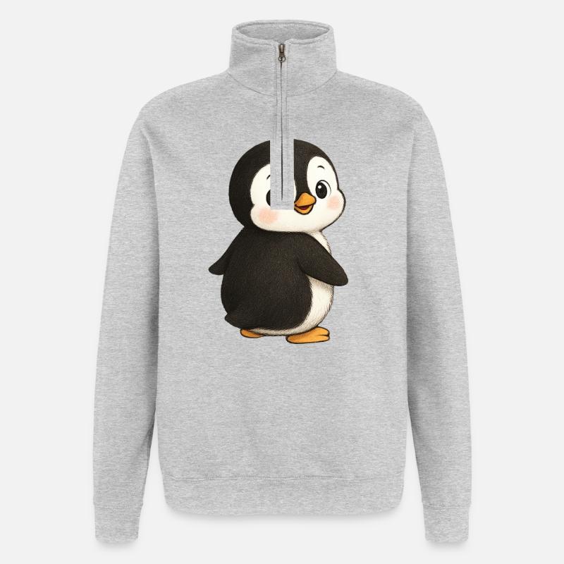 Pingouin Animal mignon Pôle Sud - Sweat à zip 1/4 - gris chiné