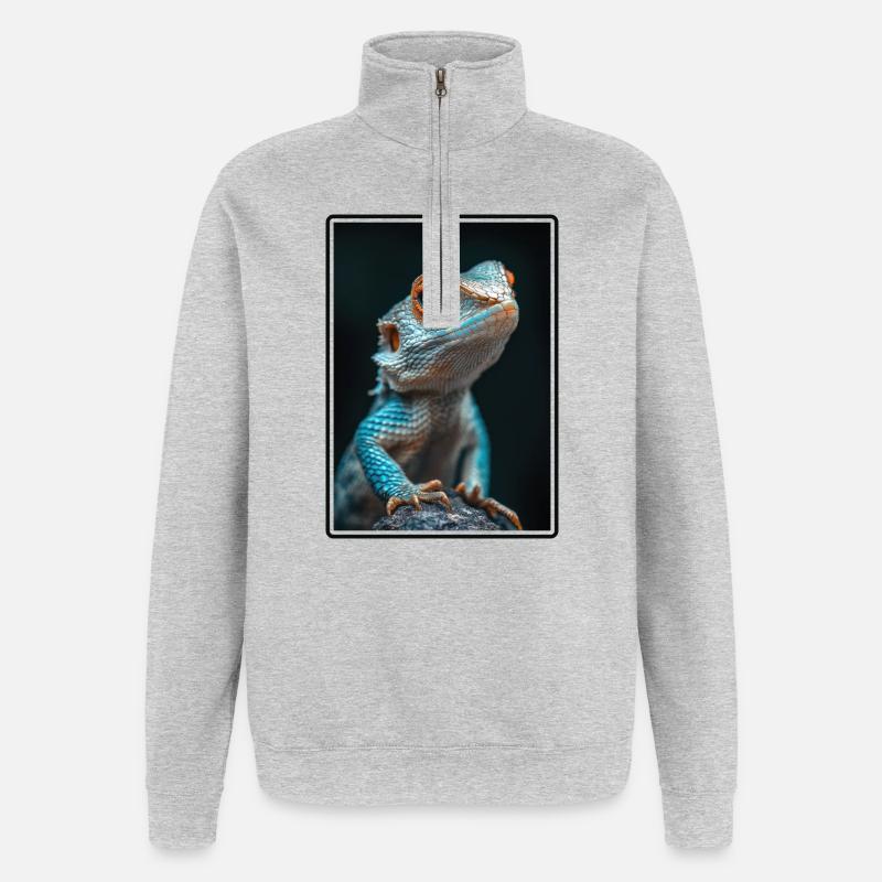Eidechsen Eidechse - Quarter-Zip-Sweatshirt - Grau meliert