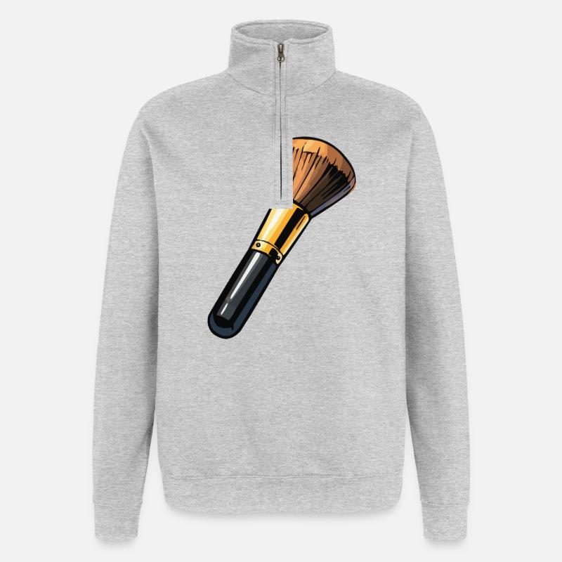 Makeup Pinsel Illustration - Quarter-Zip-Sweatshirt - Grau meliert