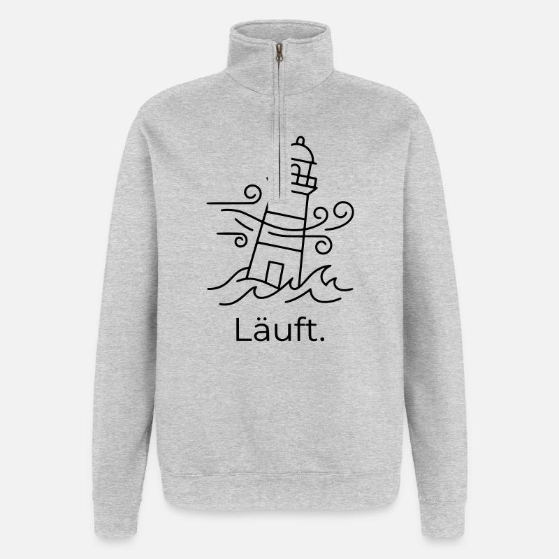 Läuft Leuchtturm - Quarter-Zip-Sweatshirt - Grau meliert