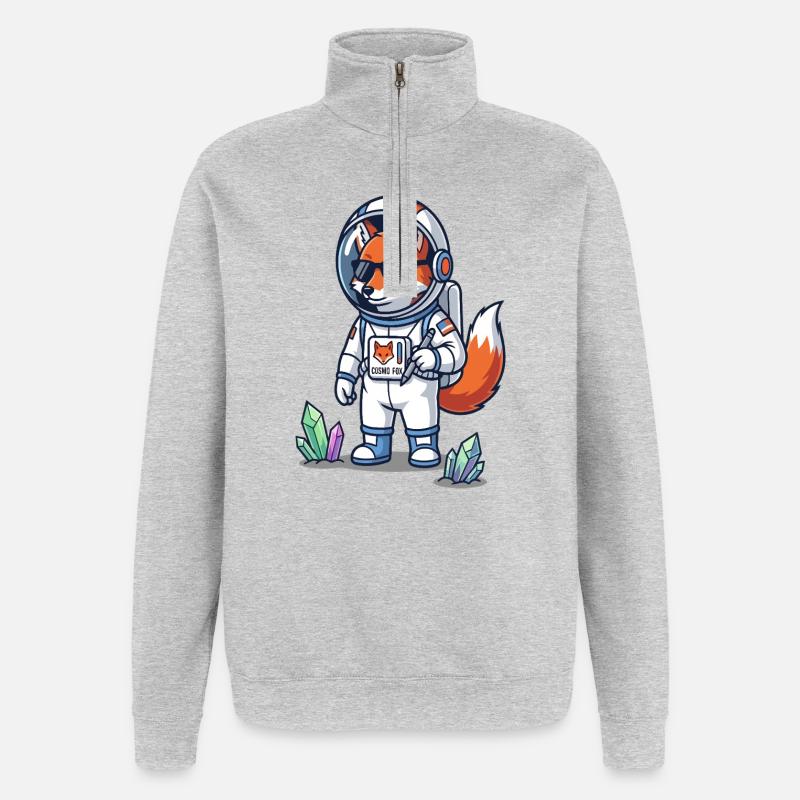 Cosmo Fox Astronaute Explorateur Spatial - Sweat à zip 1/4 - gris chiné
