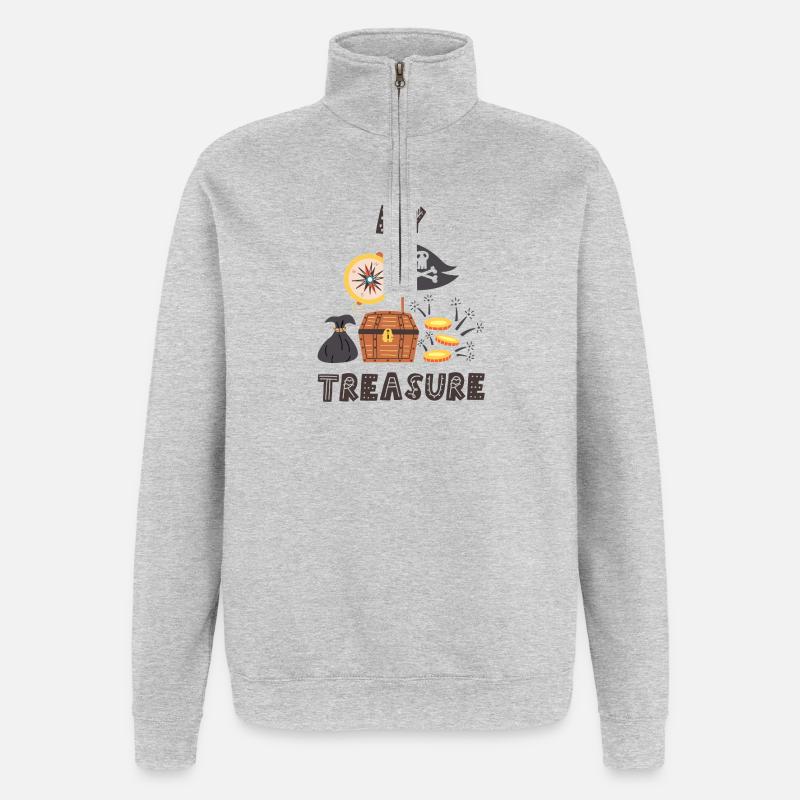 Piratenschatz - Quarter-Zip-Sweatshirt - Grau meliert