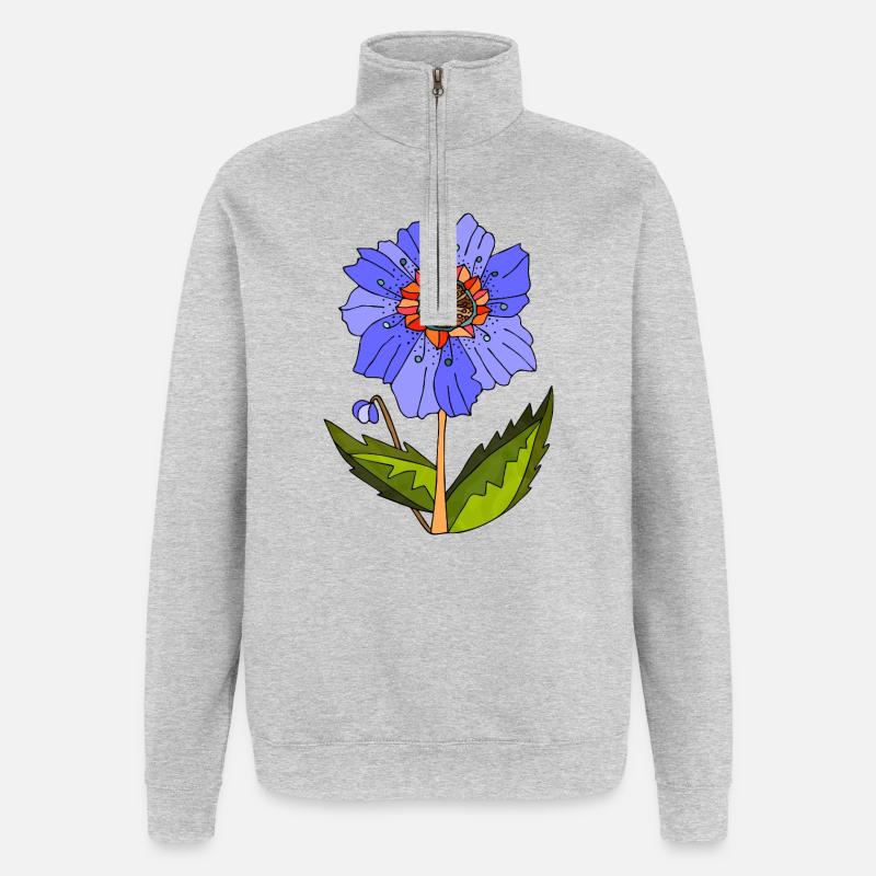 Blume - Quarter-Zip-Sweatshirt - Grau meliert