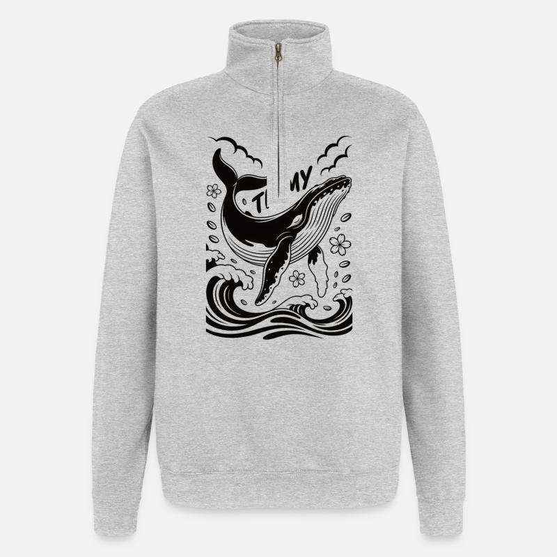 Timmy der Wal - Quarter-Zip-Sweatshirt - Grau meliert