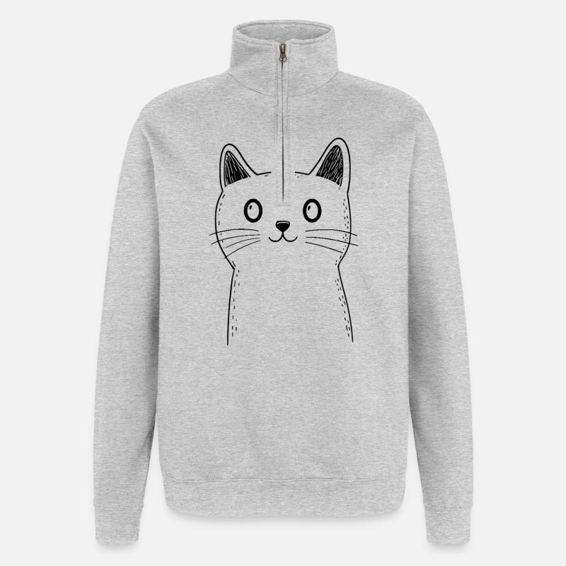 Cat Sketch - Quarter-Zip Sweatshirt - heather grey