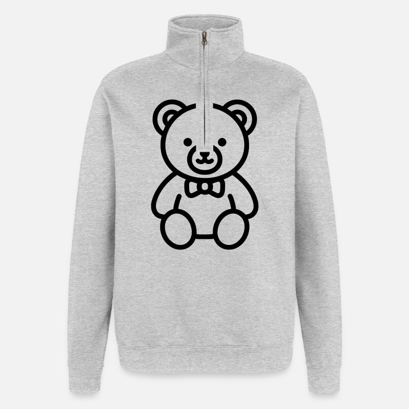 ourson - Sweat à zip 1/4 - gris chiné