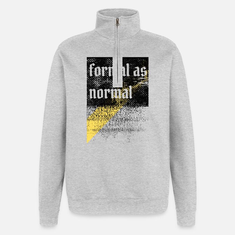 Design ironique antiformel et grunge - Sweat à zip 1/4 - gris chiné