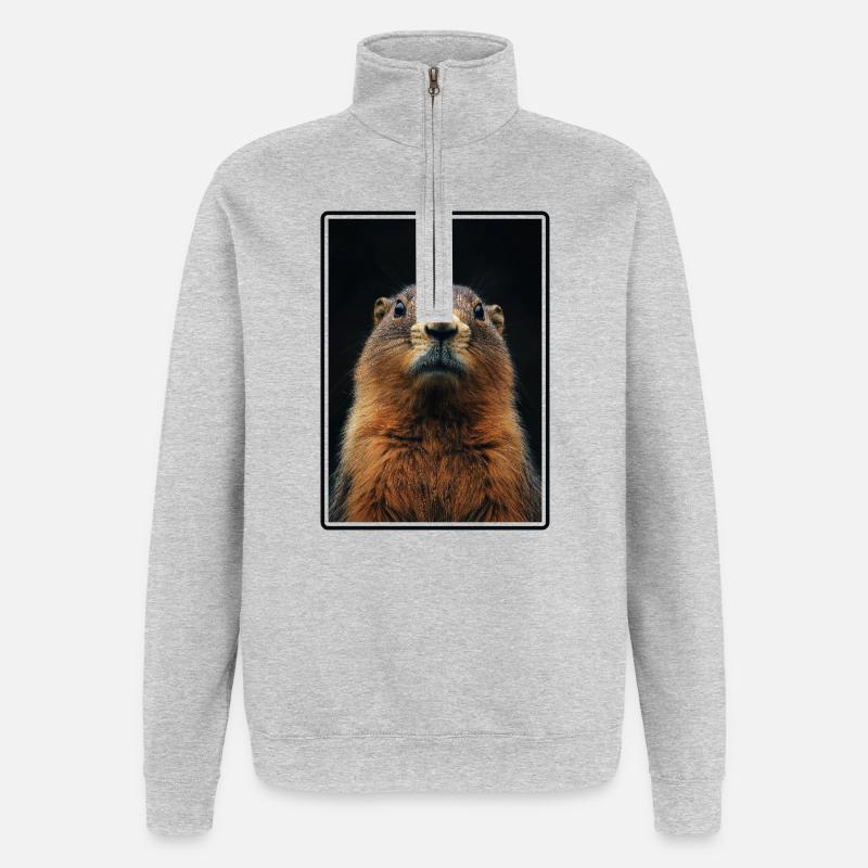 Marmottes Marmotte - Sweat à zip 1/4 - gris chiné