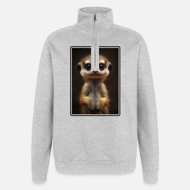 Suricate Erdmännchen - Sweat à zip 1/4 - gris chiné