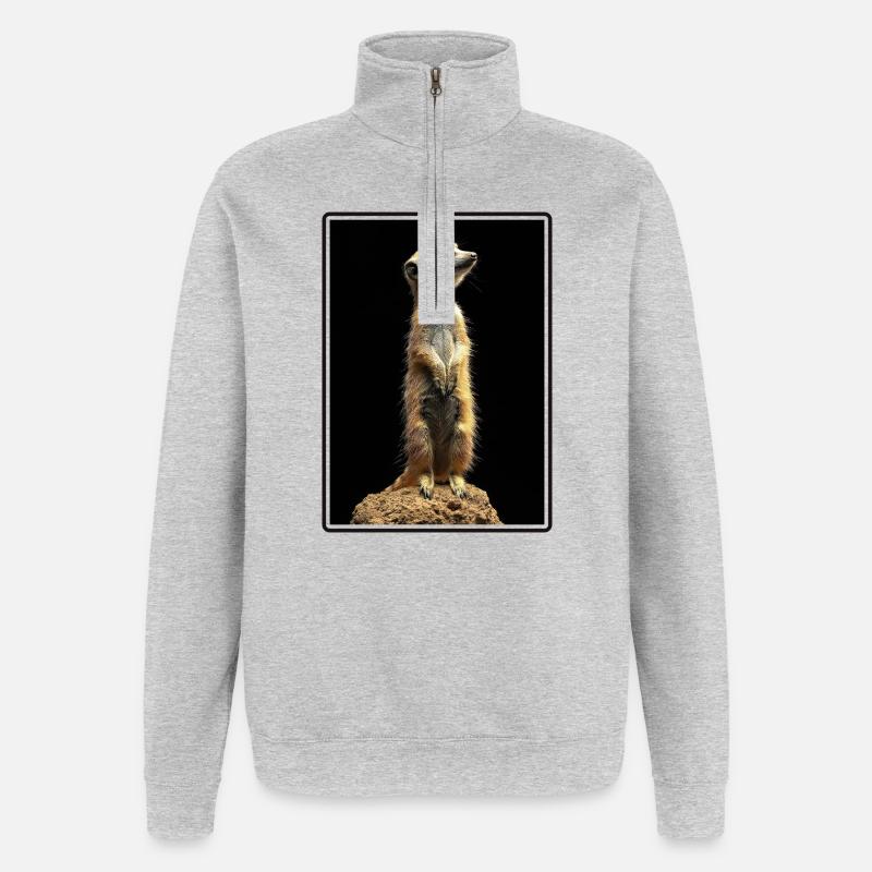 Suricate Erdmännchen - Sweat à zip 1/4 - gris chiné