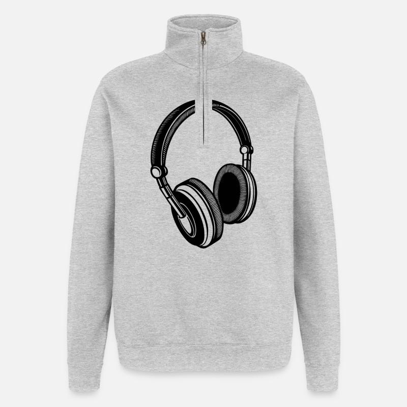 Casque - Sweat à zip 1/4 - gris chiné
