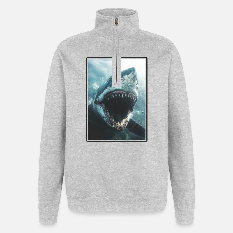Requins Requin - Sweat à zip 1/4 - gris chiné