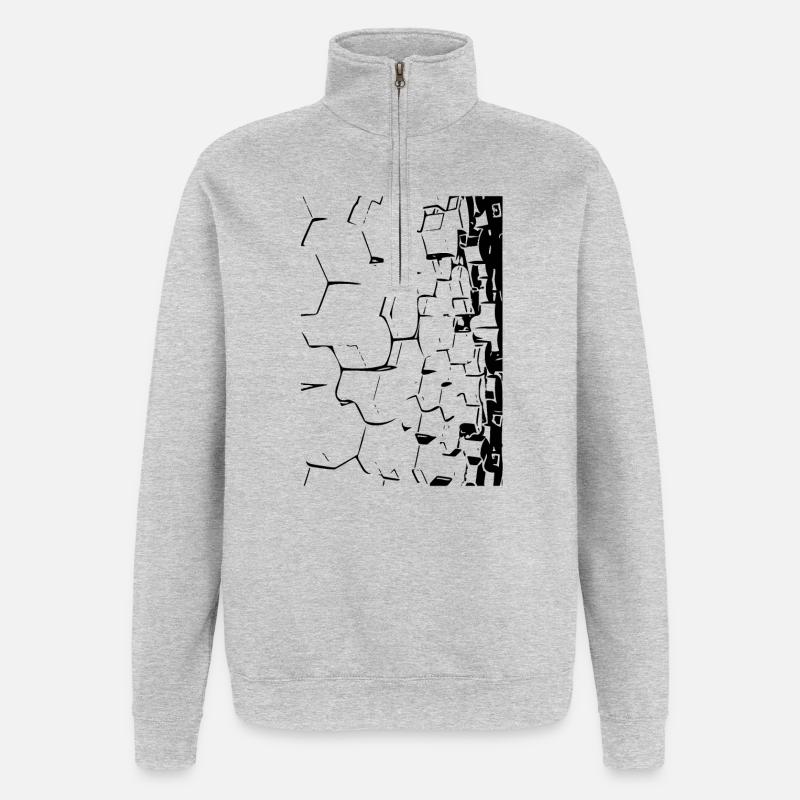 Nb d’aubes 3D - Sweat à zip 1/4 - gris chiné