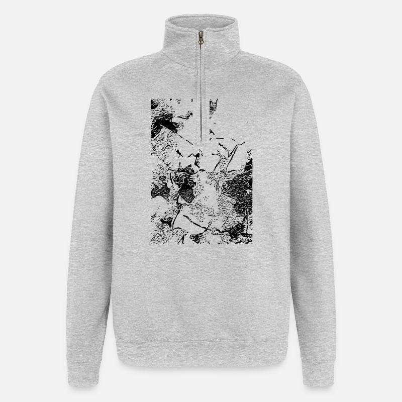 Abstract image / line / black / pattern - Quarter-Zip Sweatshirt - heather grey