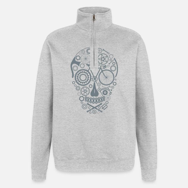 Bicycle Skull grey - Quarter-Zip-Sweatshirt - Grau meliert