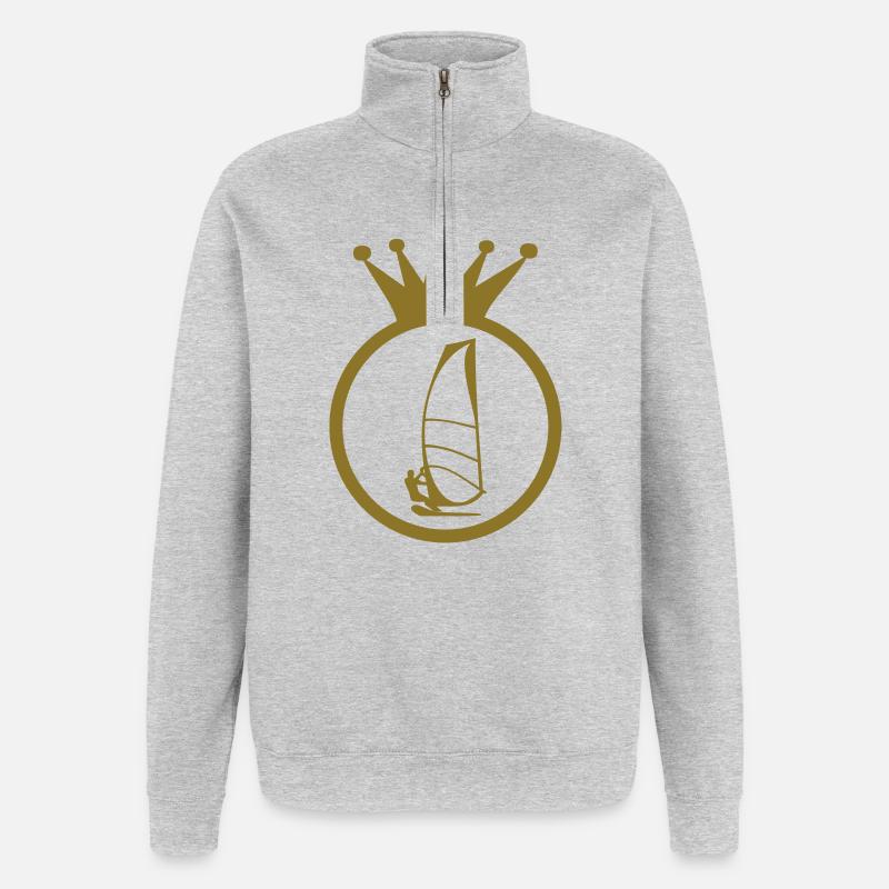 Windsurfen / Windsurfer / Windsurf / Windsurfing - Quarter-Zip-Sweatshirt - Grau meliert