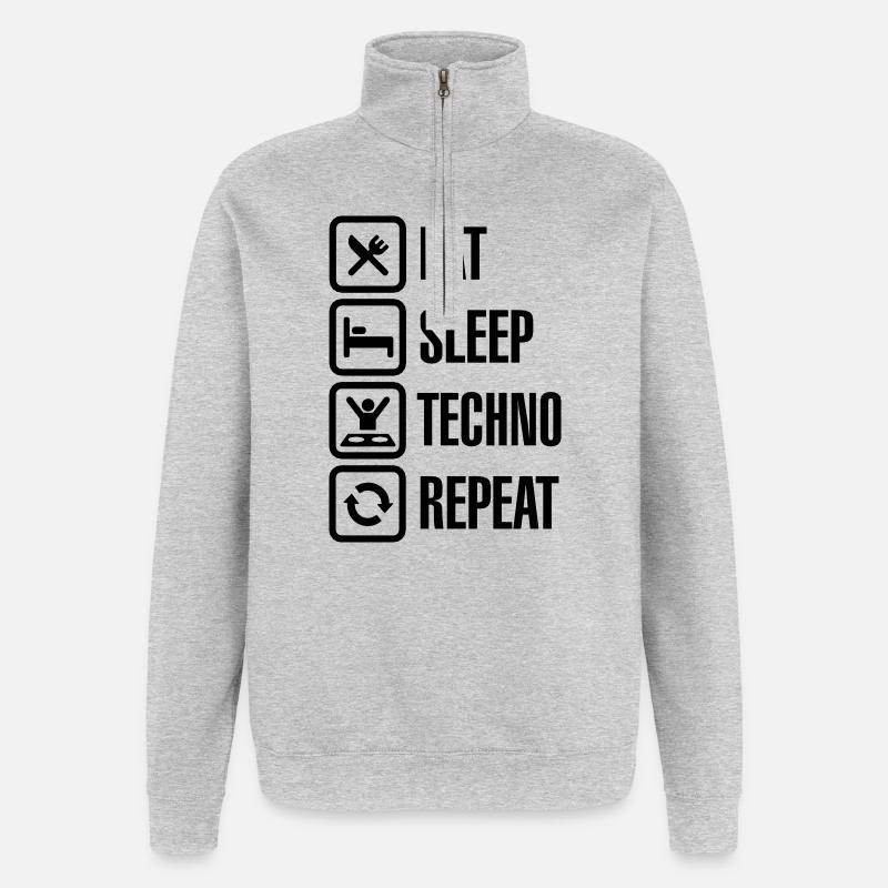 Eat Sleep Techno Repeat - Sweat à zip 1/4 - gris chiné