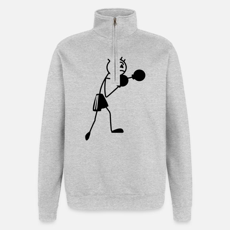 Figurine de boxe Stickmen - Sweat à zip 1/4 - gris chiné