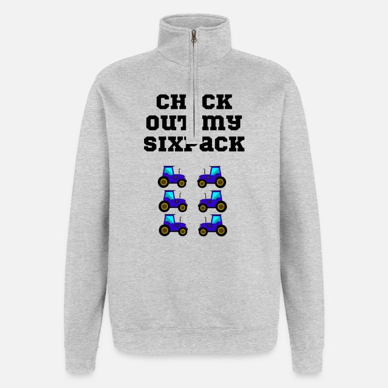 traktor trecker sixpack - Quarter-Zip-Sweatshirt - Grau meliert