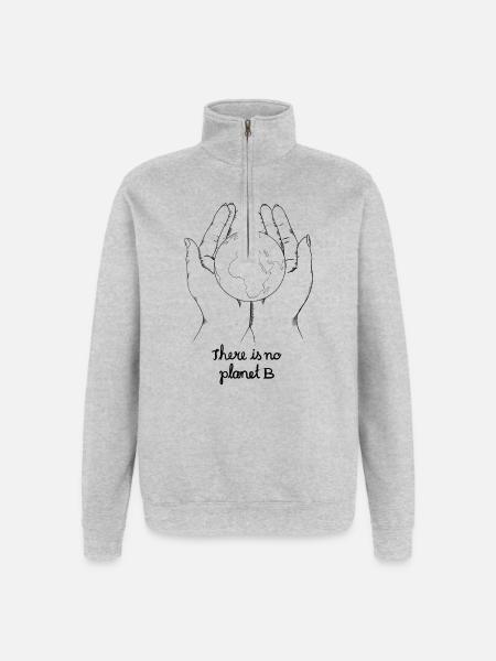 There is no planet b - Quarter-Zip-Sweatshirt - Grau meliert