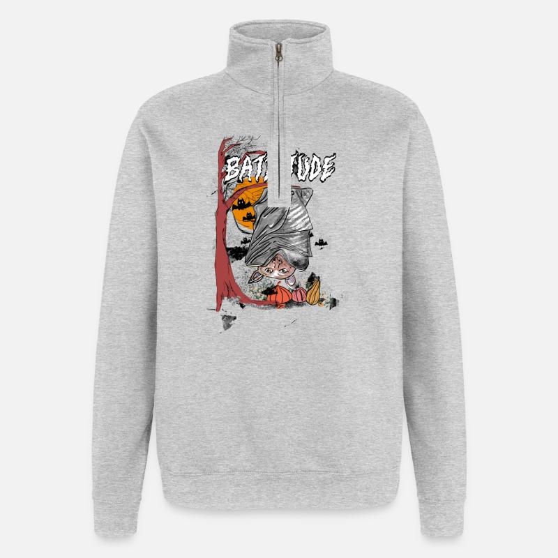 Batt-itude - Sweat à zip 1/4 - gris chiné