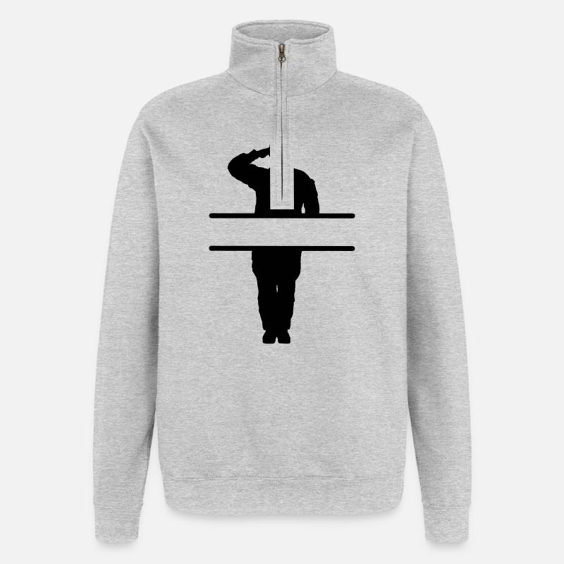 Bannière de salutation de respect - Sweat à zip 1/4 - gris chiné