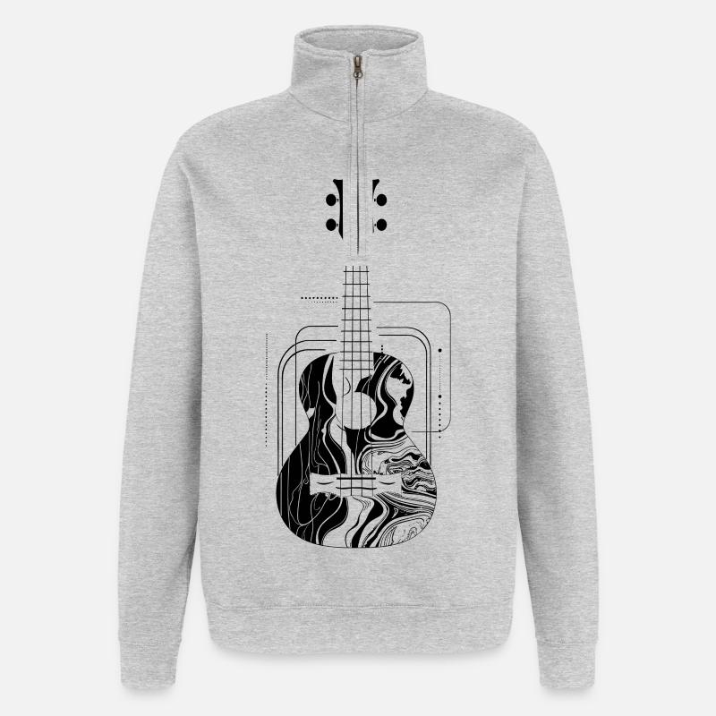 Ukulélé - Sweat à zip 1/4 - gris chiné