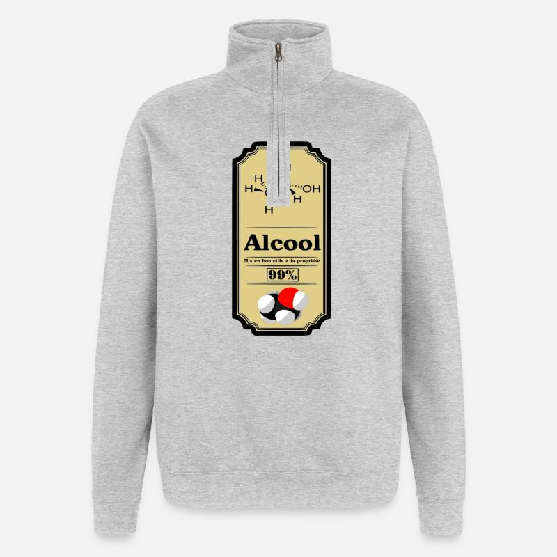 Alkohol - Quarter-Zip-Sweatshirt - Grau meliert