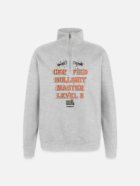 Certified Bullshit Master Level 3 - Quarter-Zip Sweatshirt - heather grey