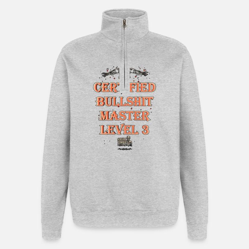 Certified Bullshit Master Level 3 - Quarter-Zip Sweatshirt - heather grey