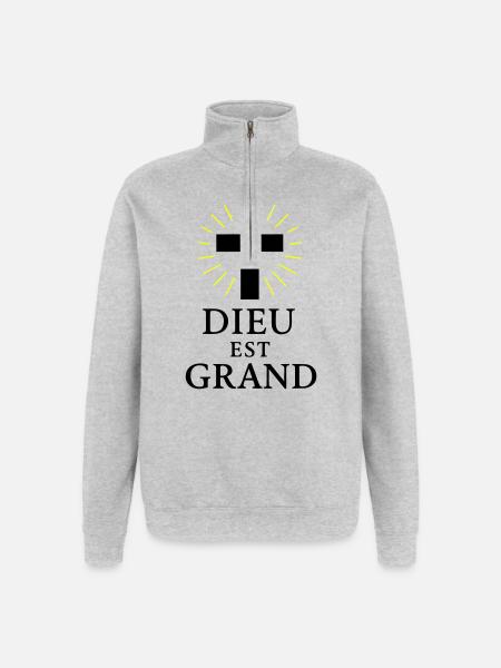 DIEU EST GRAND - Sweat à zip 1/4 - gris chiné