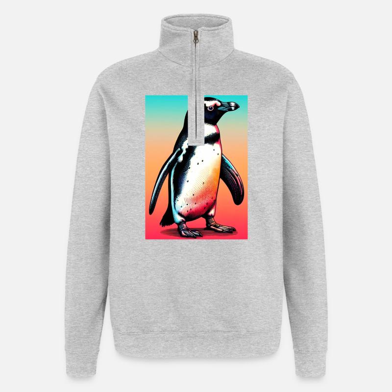 Pinguin - Quarter-Zip-Sweatshirt - Grau meliert