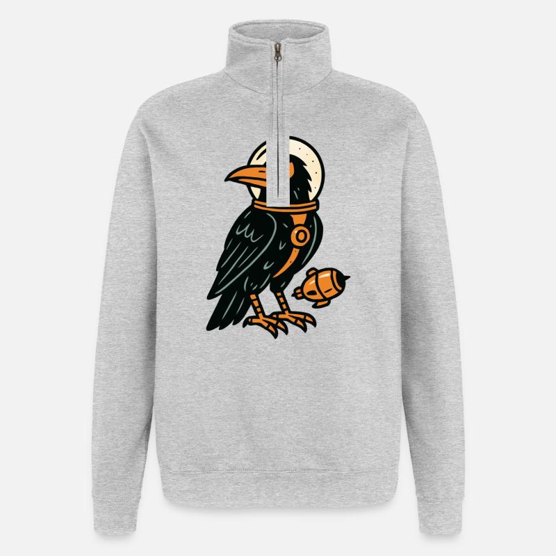 Corbeau style Comics - Sweat à zip 1/4 - gris chiné